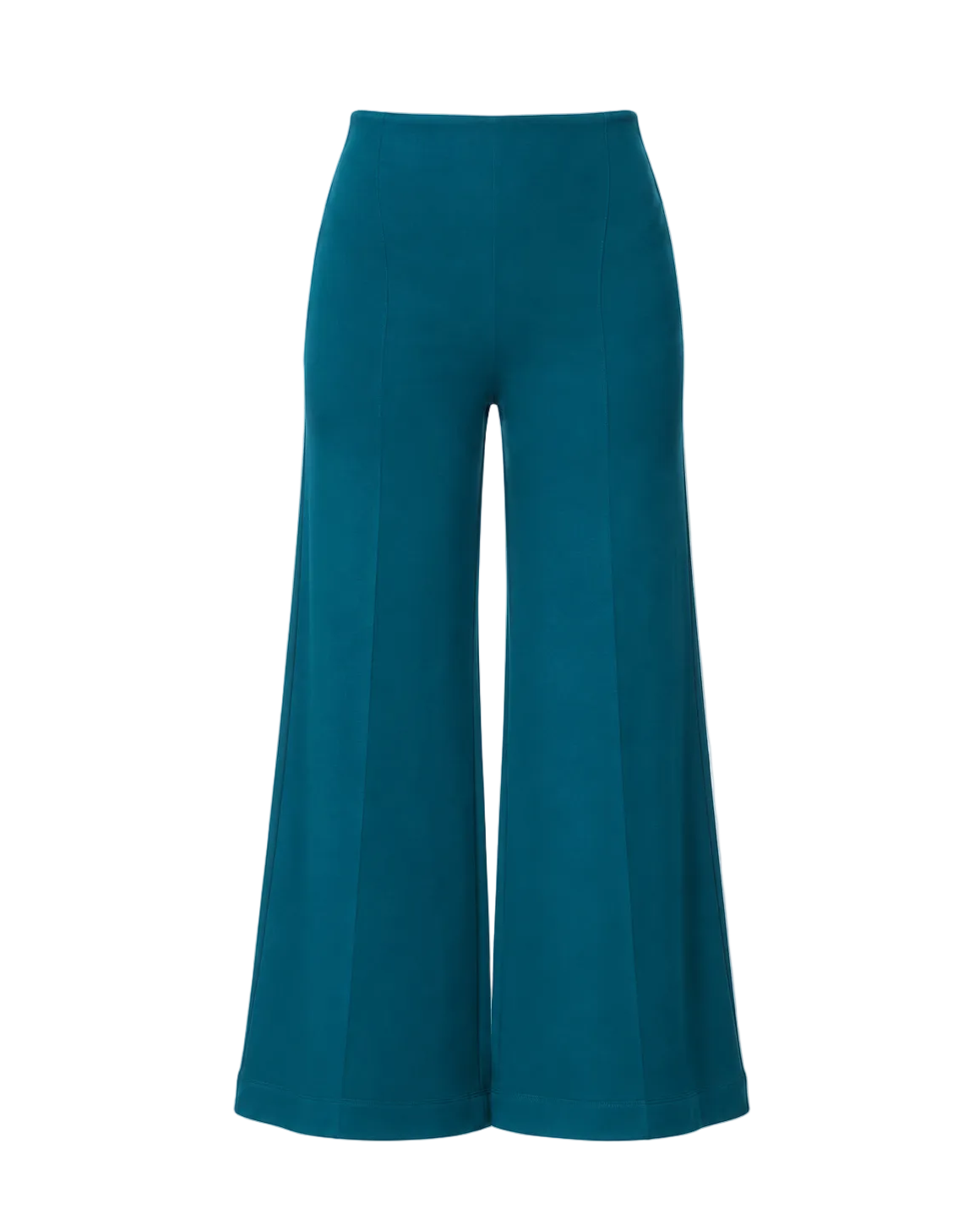 Ponte Knit Cropped Wide Leg Pant - Teal