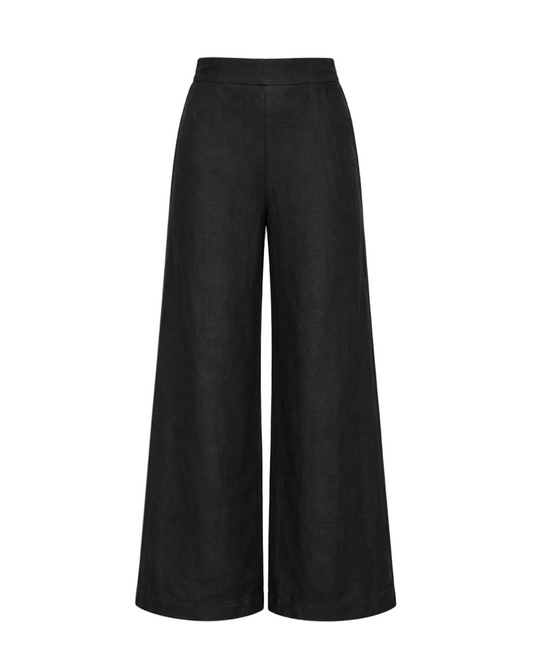 Wide Leg Linen Pant - Black