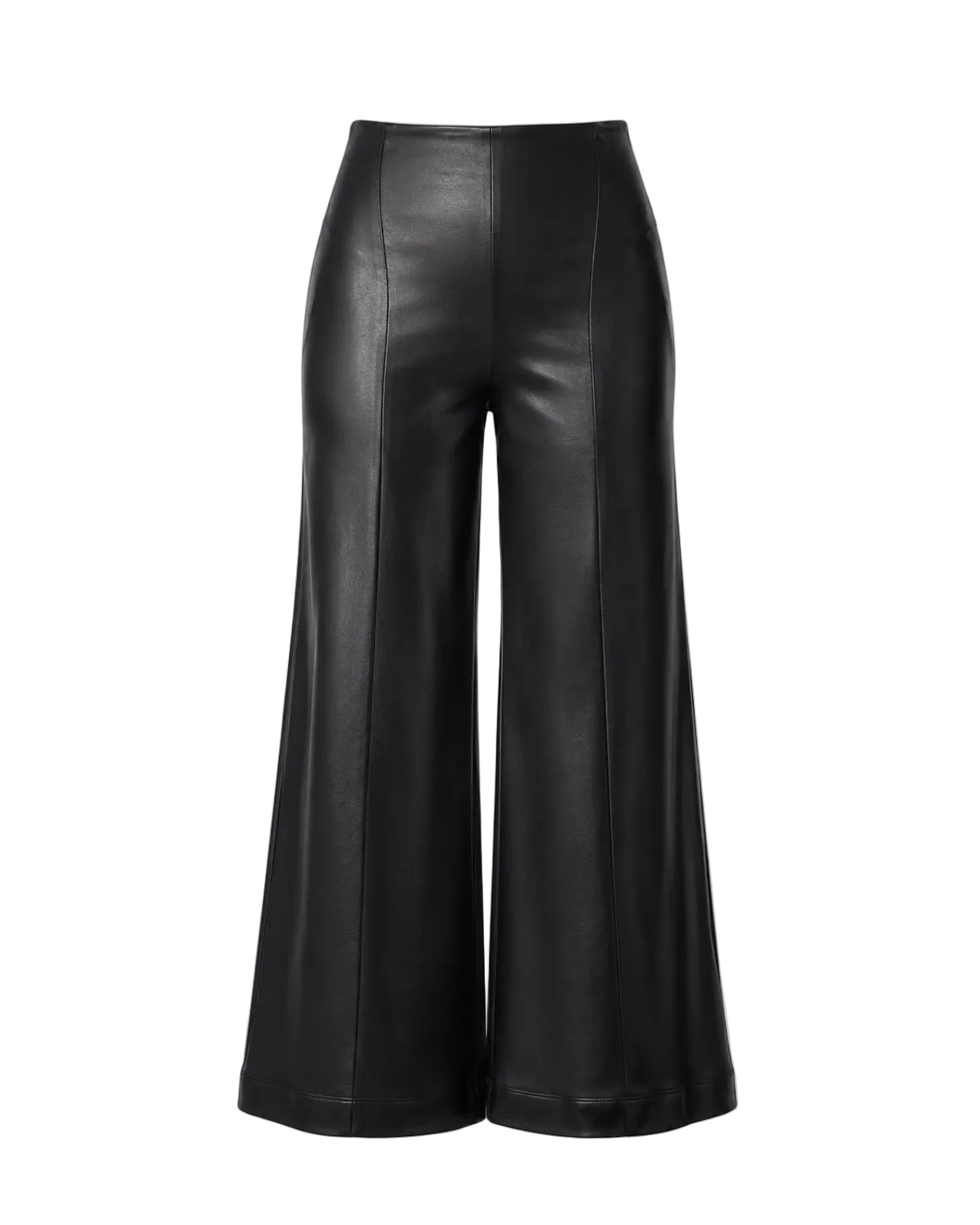 Vegan Leather Cropped Straight Leg Pant - Black