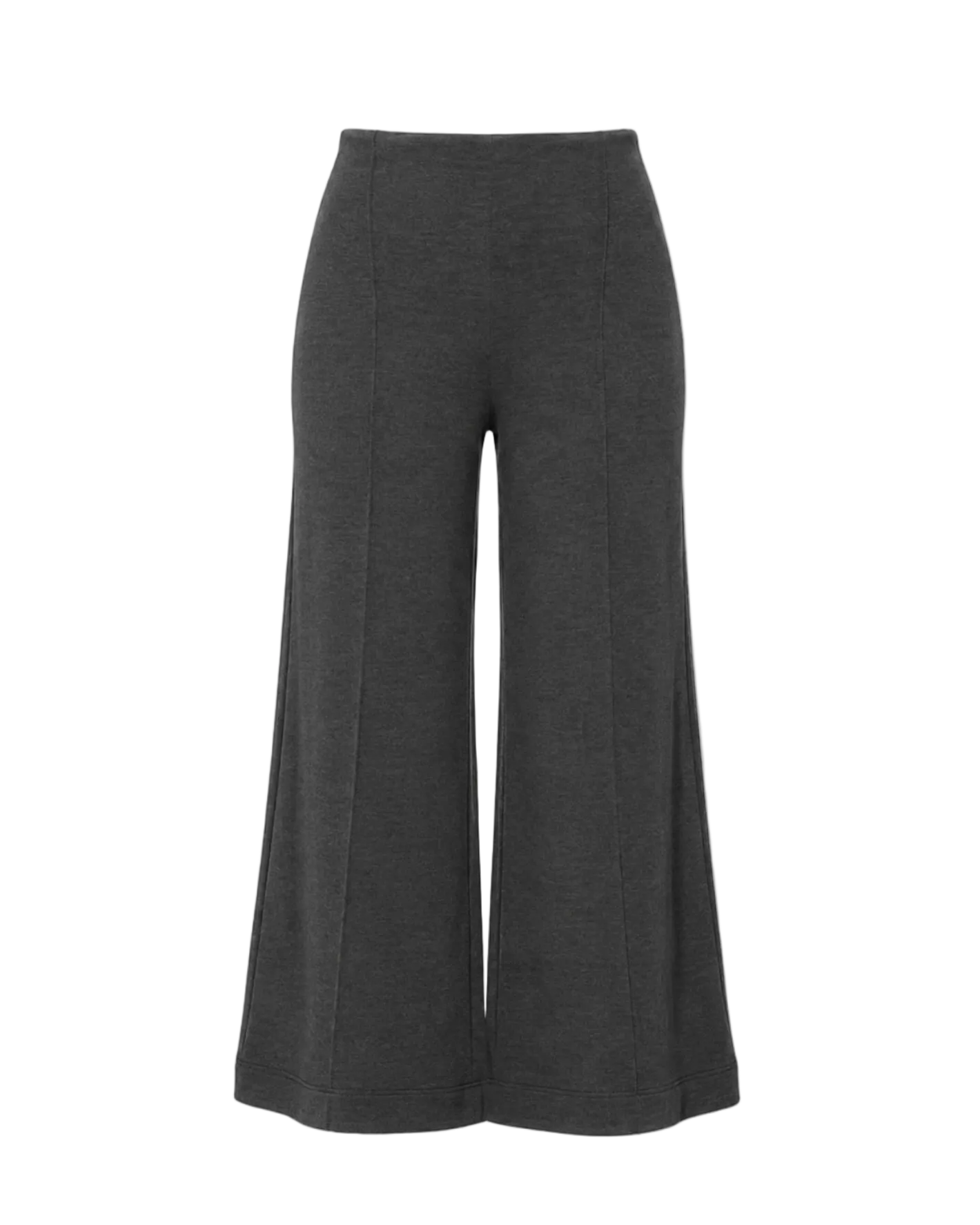 Ponte Knit Cropped Wide Leg Pant - Charcoal
