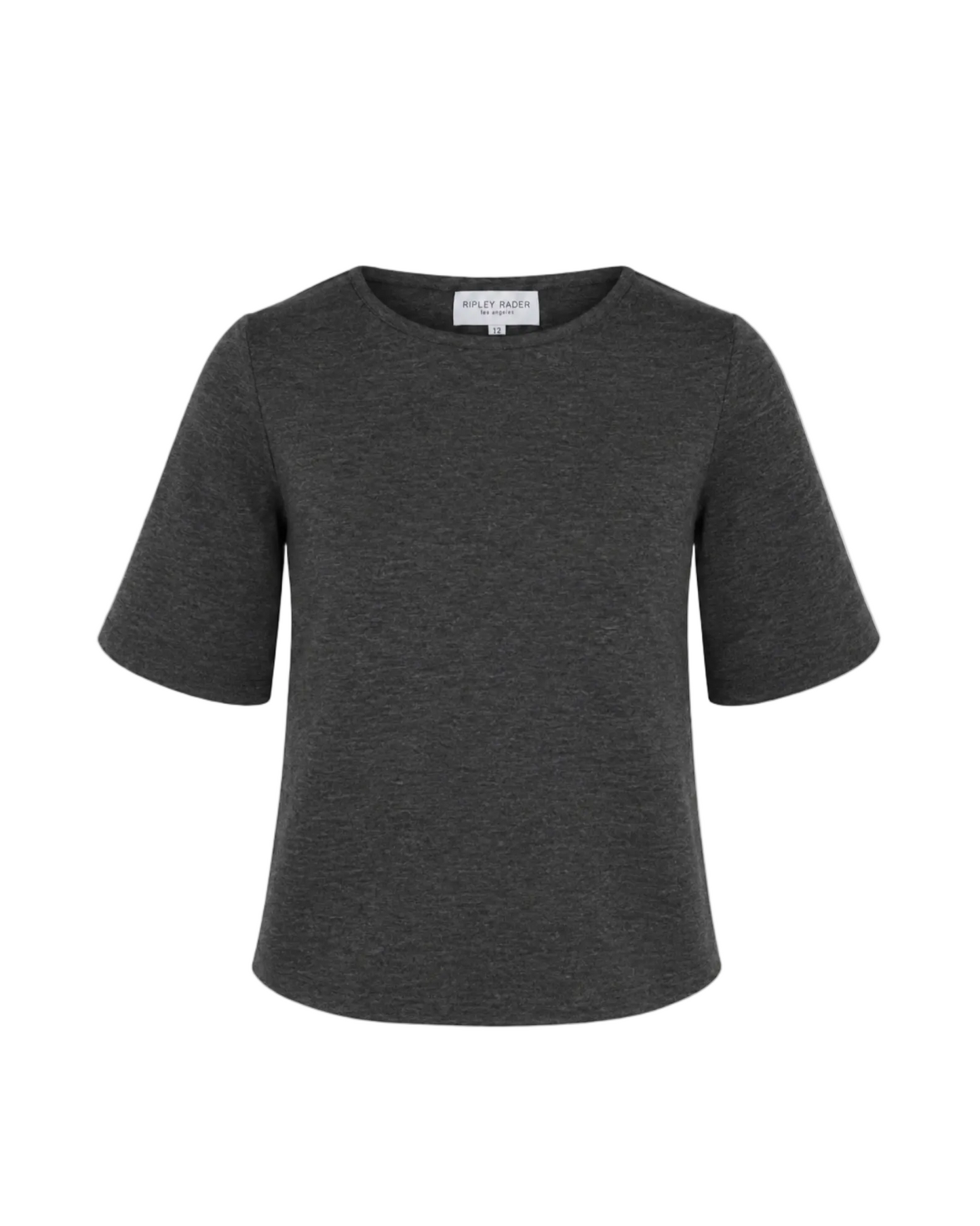 Ponte Knit Extended Short Sleeve Top - Charcoal
