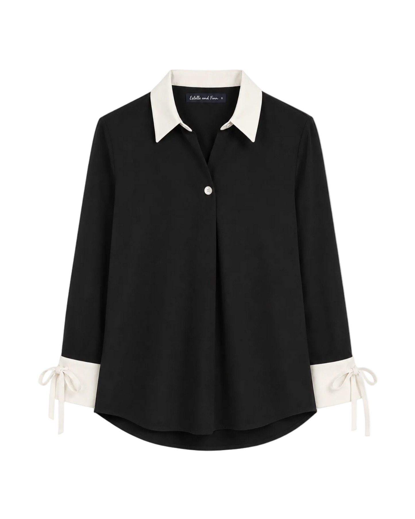 Tie Sleeve Tunic - Black/Ivory