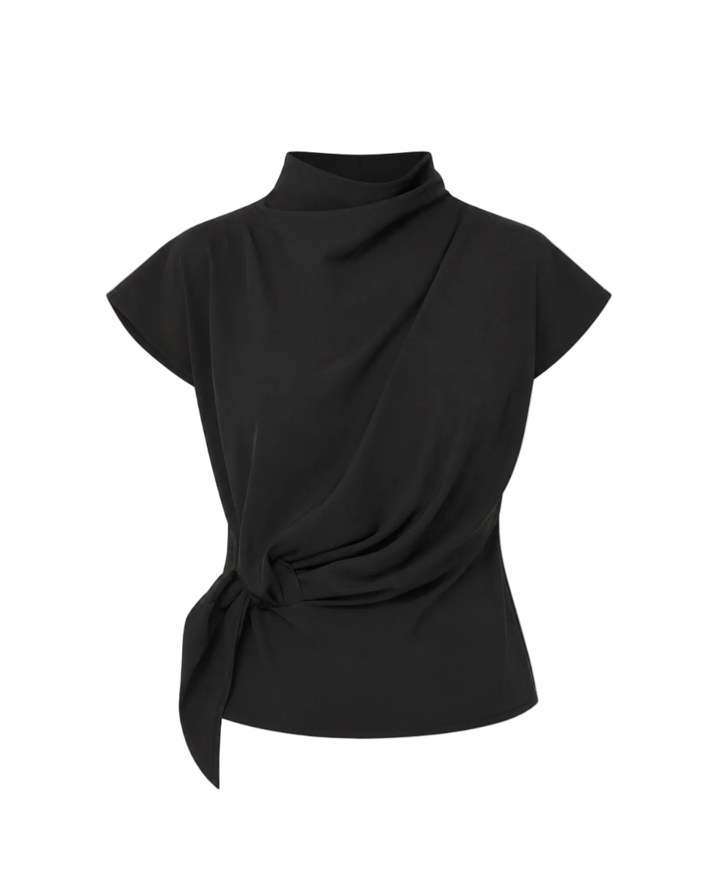 Cap Sleeve Side Sash Top - Black