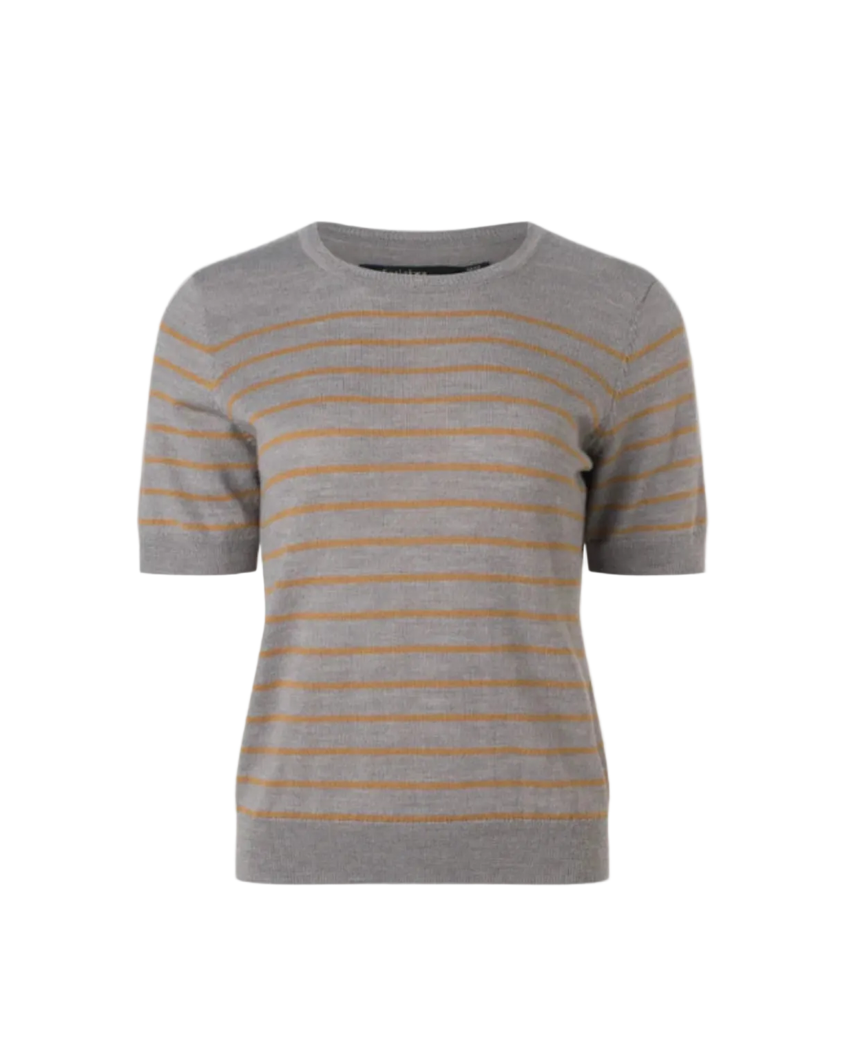 Fine Merino Blend Striped T-Shirt - Grey Camel