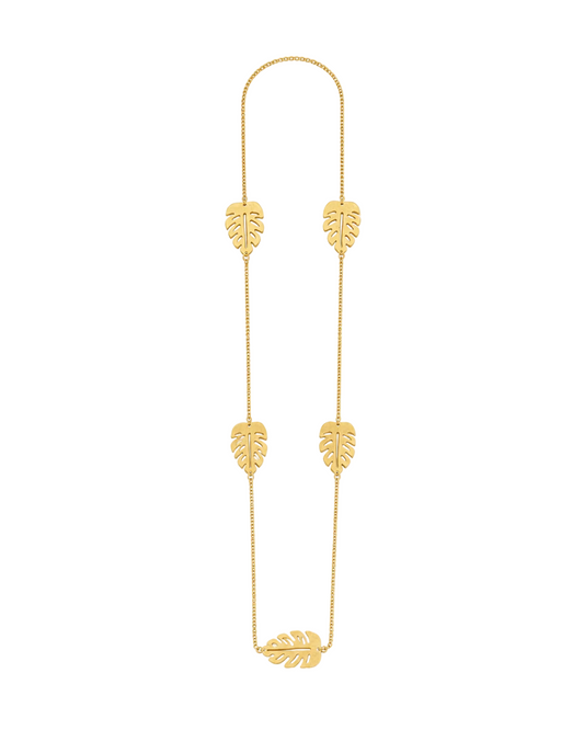 Long Leaf Necklace - Gold