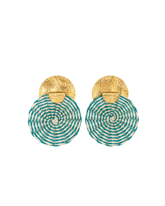 Turquoise Woven Earrings - Gold