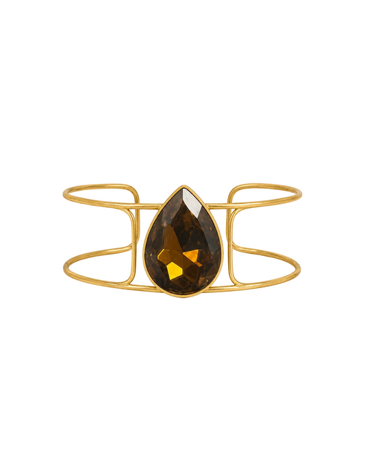 Amber Stone Bracelet - Brown Gold