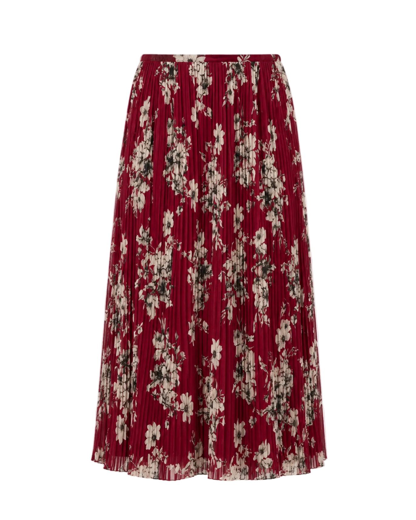 Handsketched Floral Delaine Skirt - Berrywine Gardenia