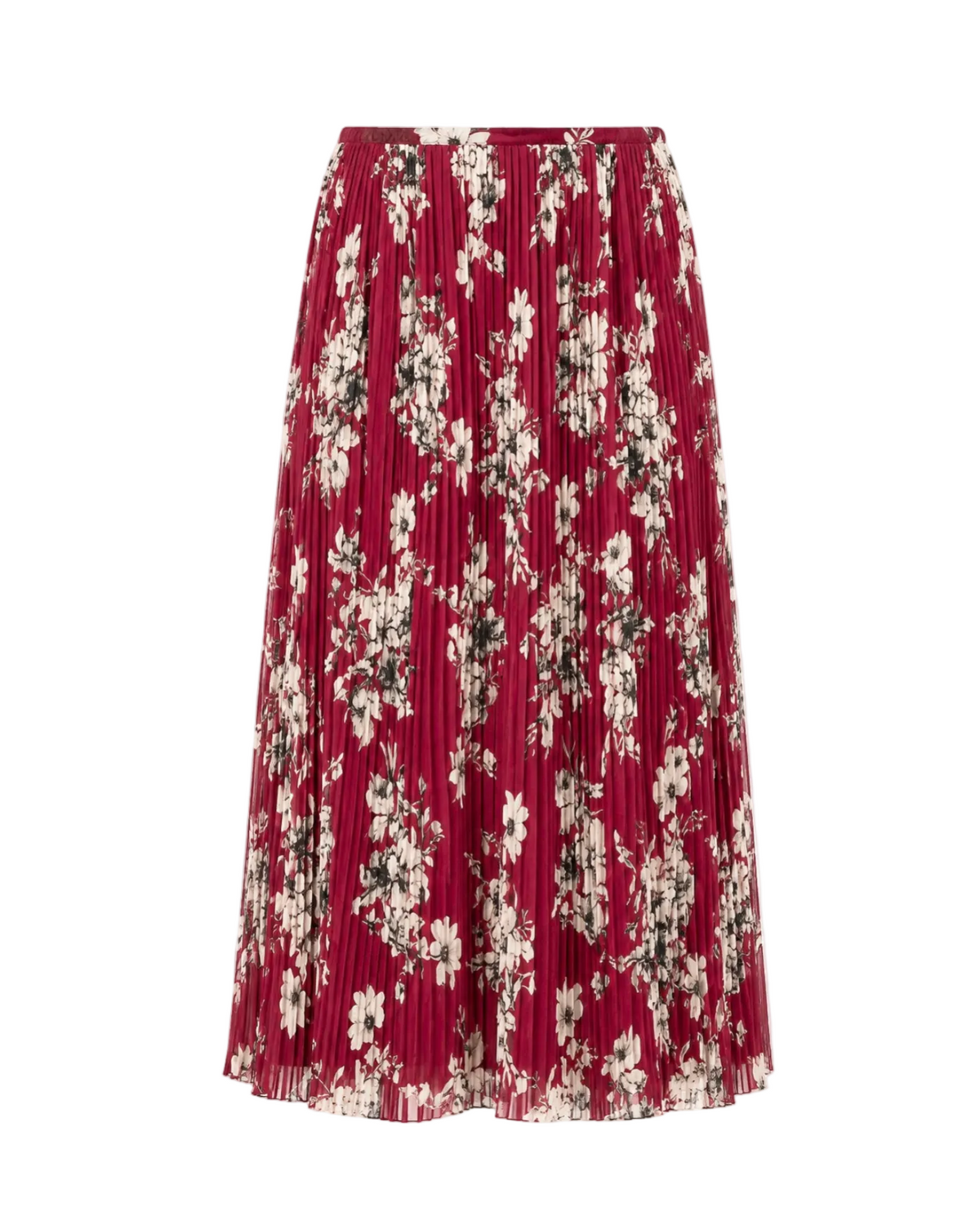 Handsketched Floral Delaine Skirt - Berrywine Gardenia