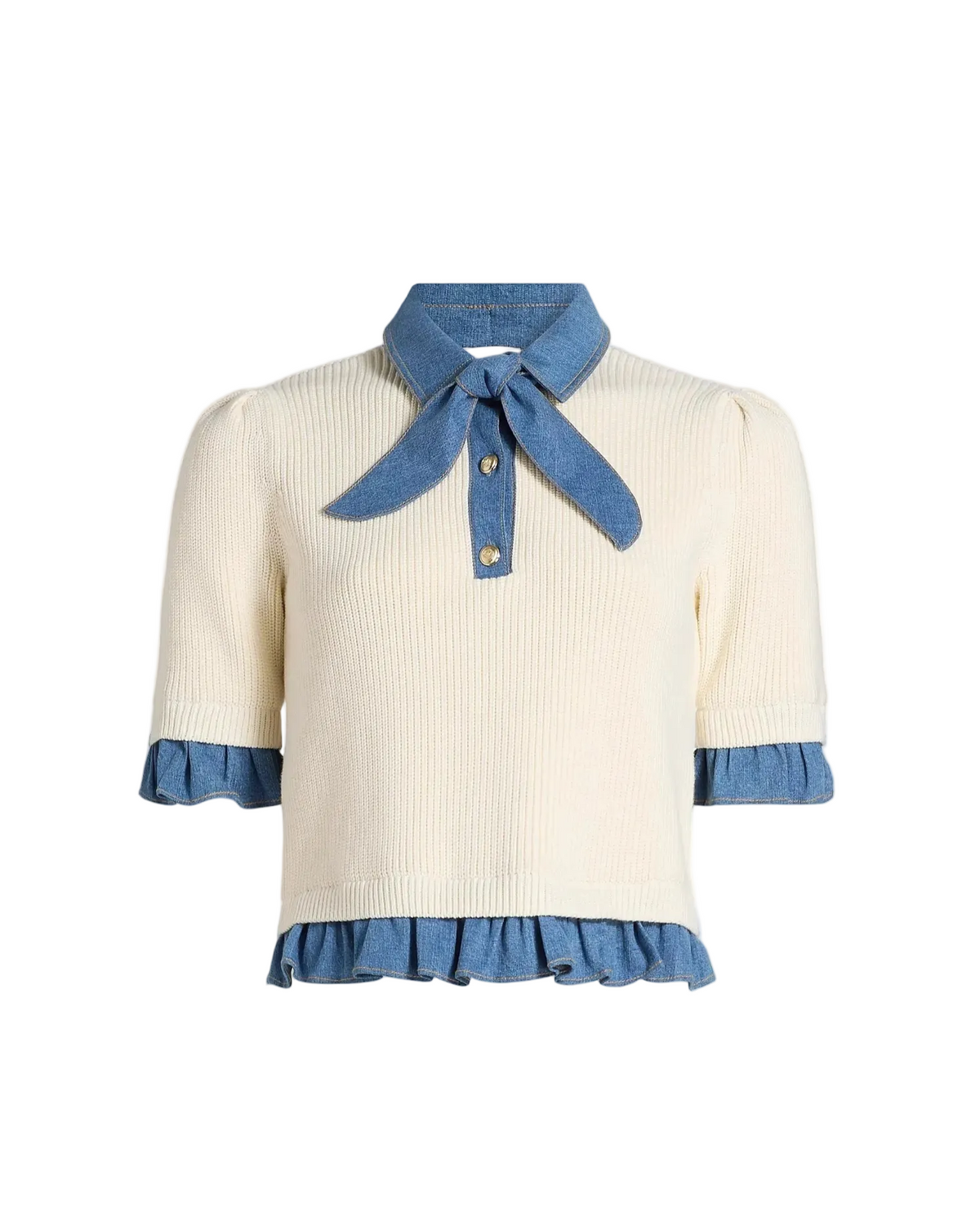 Shelly Pullover - Ivory Light Wash