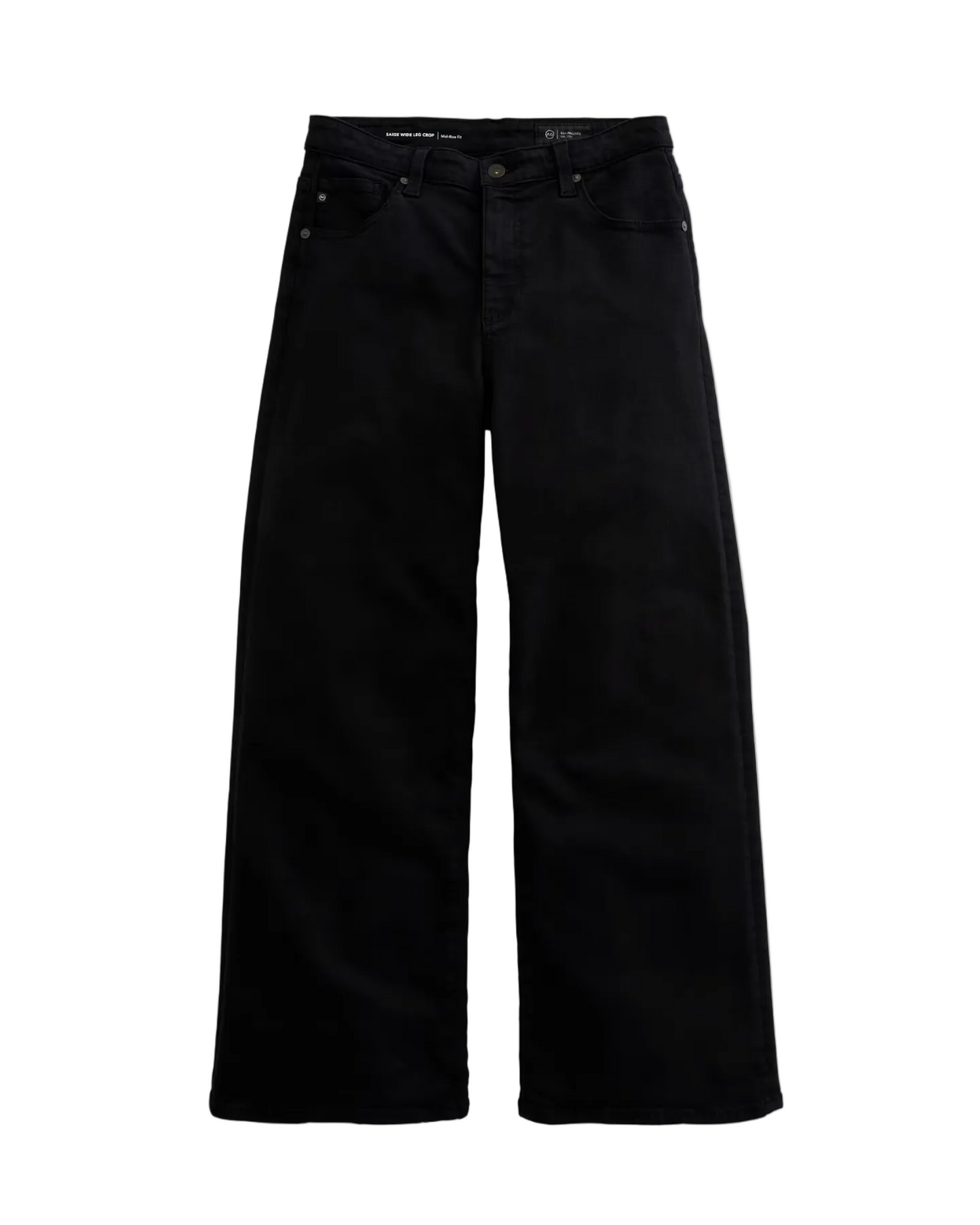 Saige Mid-Rise Wide Leg Crop - Super Black
