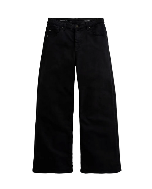 Saige Mid-Rise Wide Leg Crop - Super Black