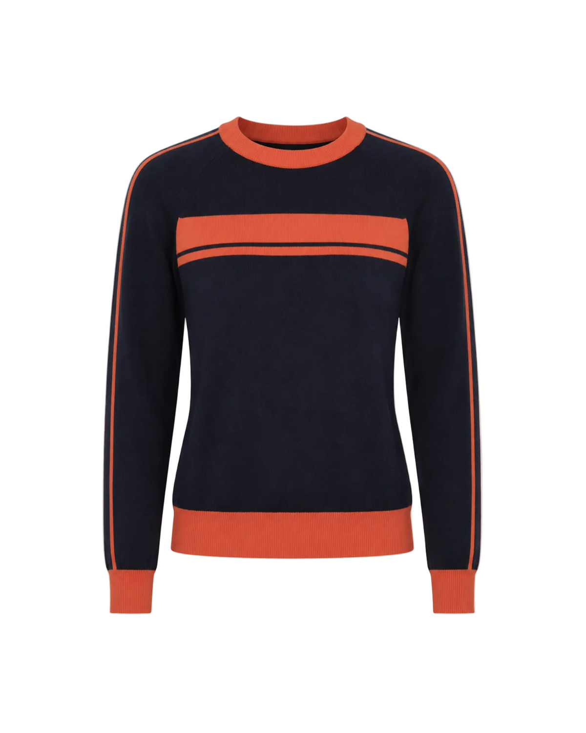 Danielle Stripe Crew - Navy/Orange