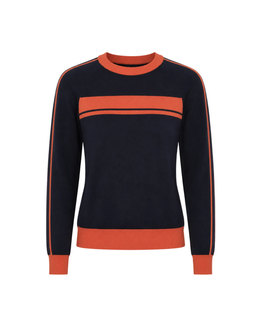 Danielle Stripe Crew - Navy/Orange