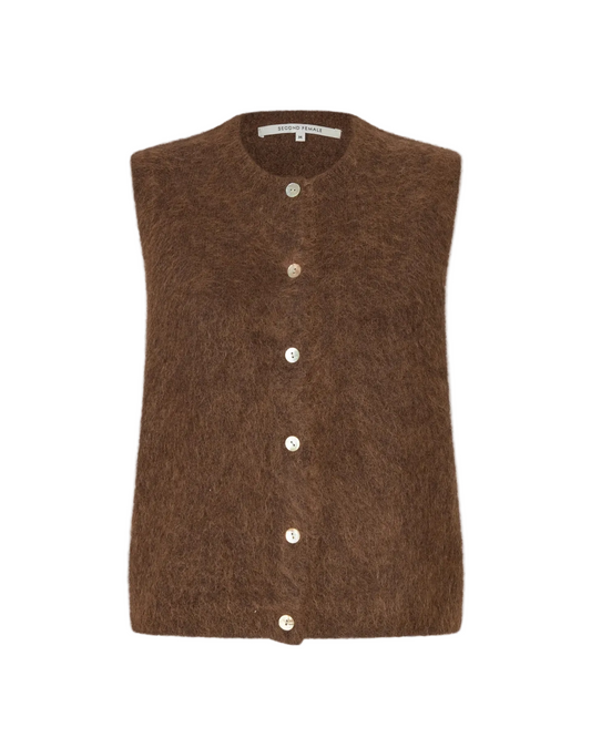 Brook Knit Button Vest - Carafe