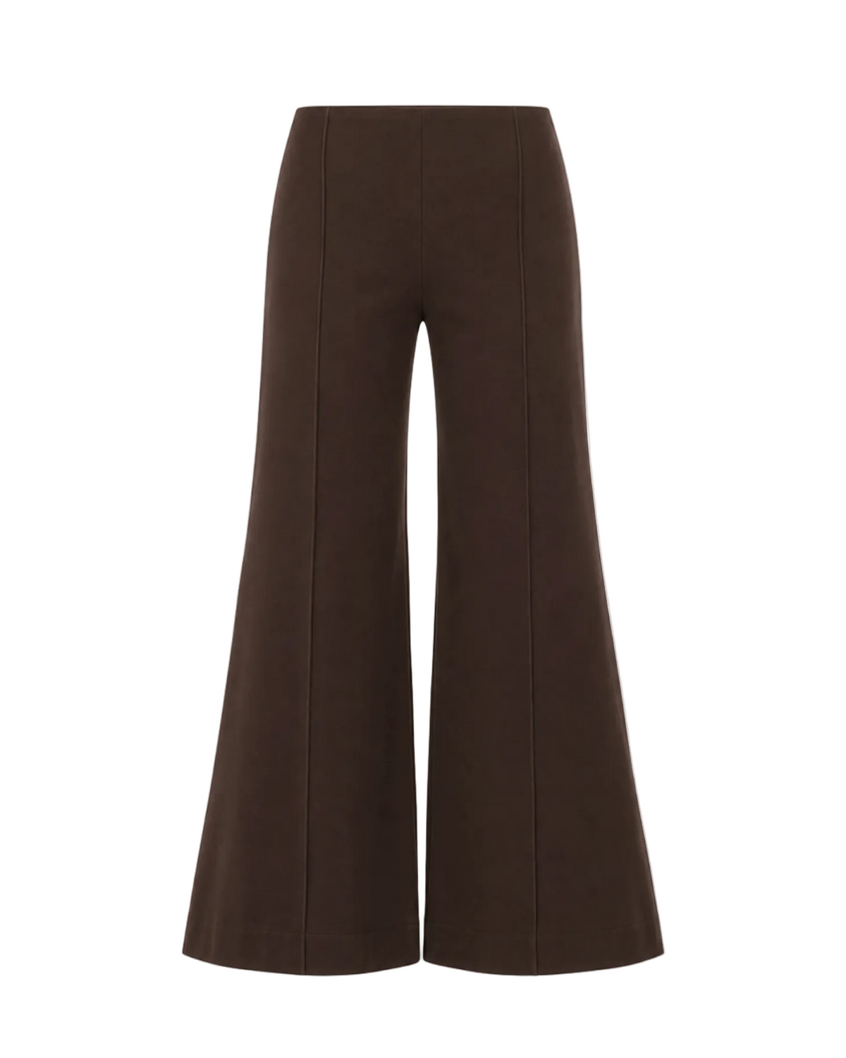 Ponte Knit Cropped Wide Leg Pant - Chocolate