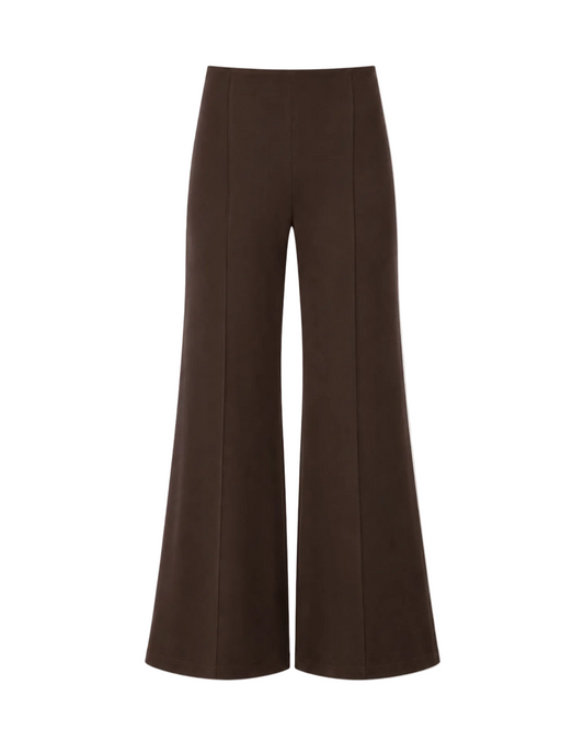 Ponte Knit Wide Leg Pant: Standard - Chocolate