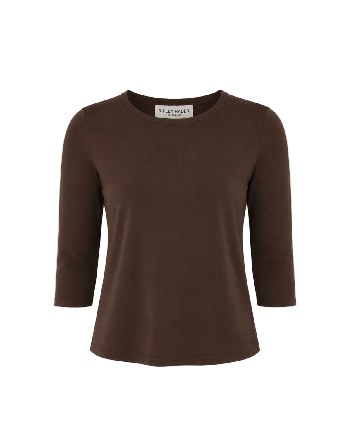 Ponte Knit Extended 3/4 Sleeve Top - Chocolate