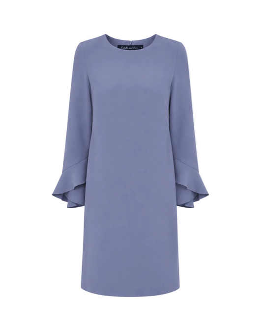 Flounce Sleeve Dress - Steel Blue