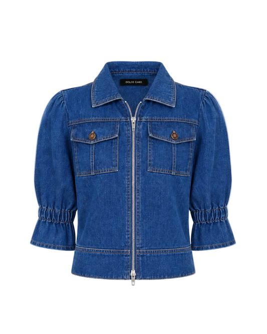 Denim Double Zip Jacket - Denim