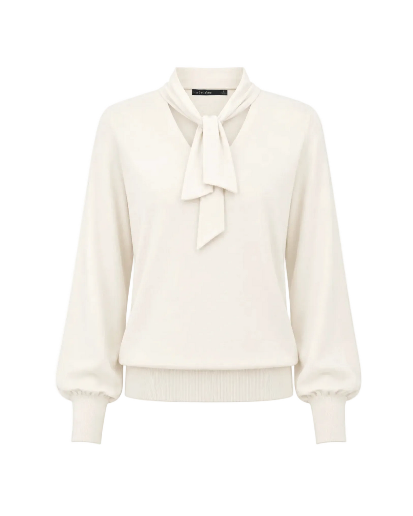 Fine Merino Blend Tie-Neck Sweater - Ivory