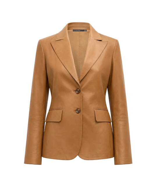 Fitted Leather Jacket - Caramel