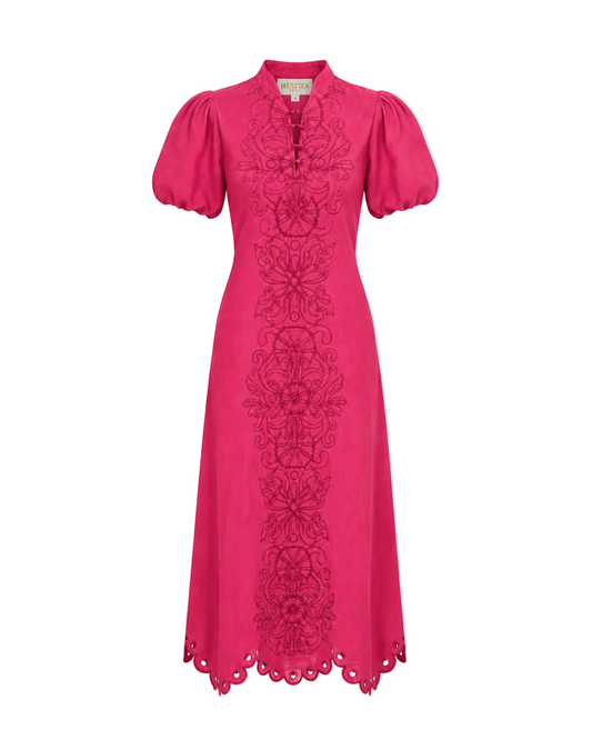 Lara Midi Dress - Berry Pink