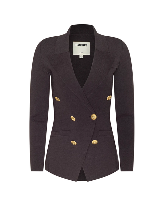 Amelia Knit Blazer - Dark Java/Gold