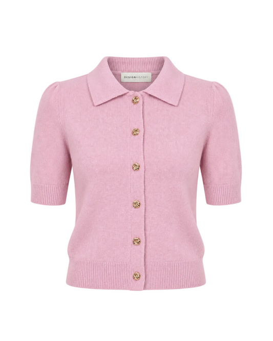 Short Sleeve Cardigan - Shadow Pink