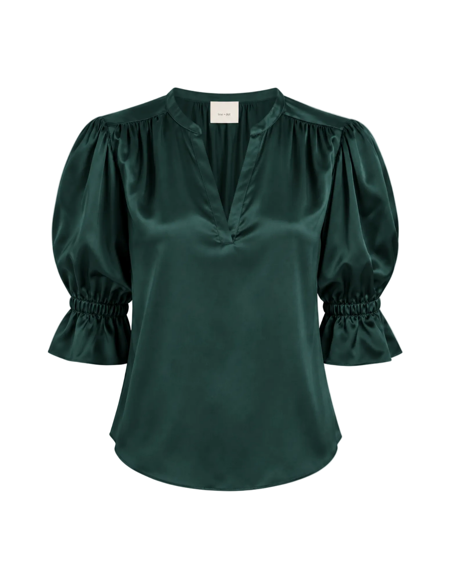Split Neck Fiona Top - Deep Malachite
