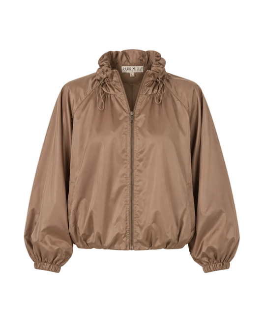 Full Zip Blouson Jacket - Brown