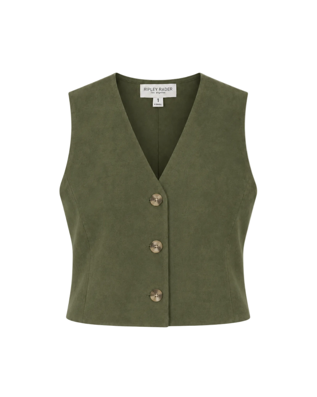 Stretch Suede Vest - Olive