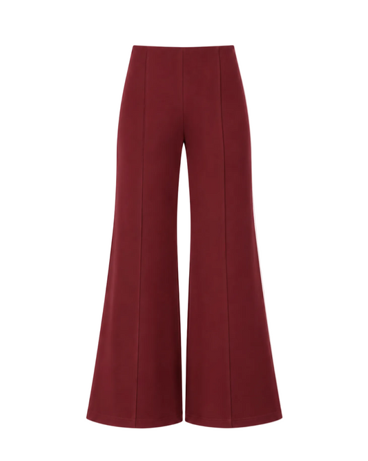 Ponte Knit Wide Leg Pant: Standard - Wine