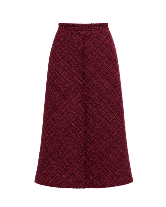 Tweed A Line Skirt - Plum Mix