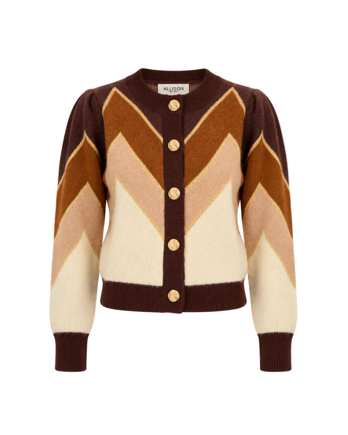 Fuzzy Chevron Sweater - Brown Multi