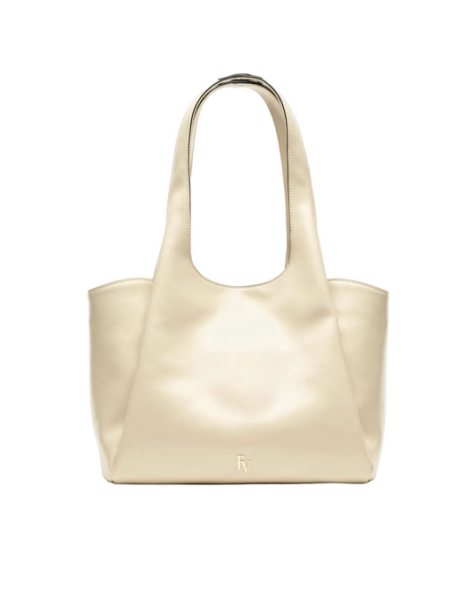 Portia Crinkled Leather Tote - Oyster