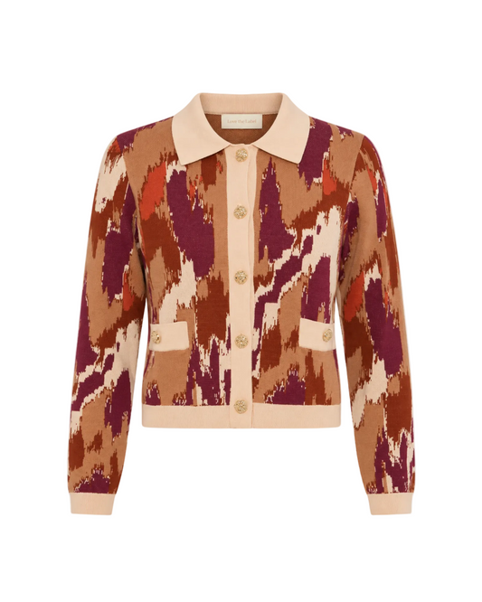 Hattie Cardigan - Amber Brush Print