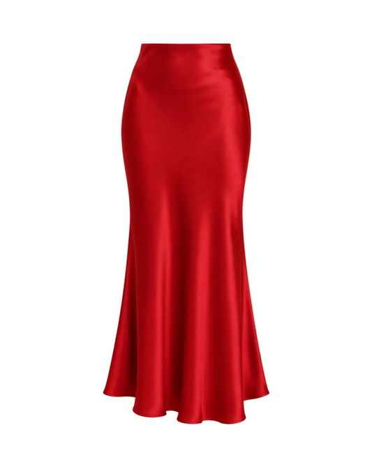 Satin Slip Skirt - Red