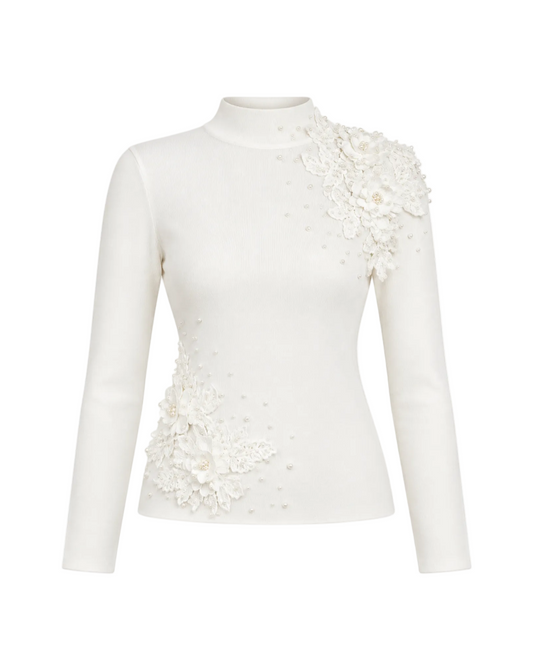 Merino Mock Neck Sweater - Ivory