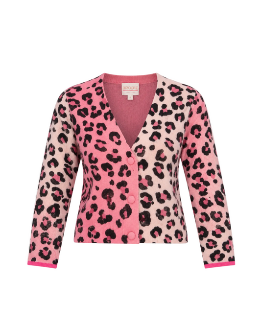 Lauren Leopard Cropped Cardi - Quartz Pink