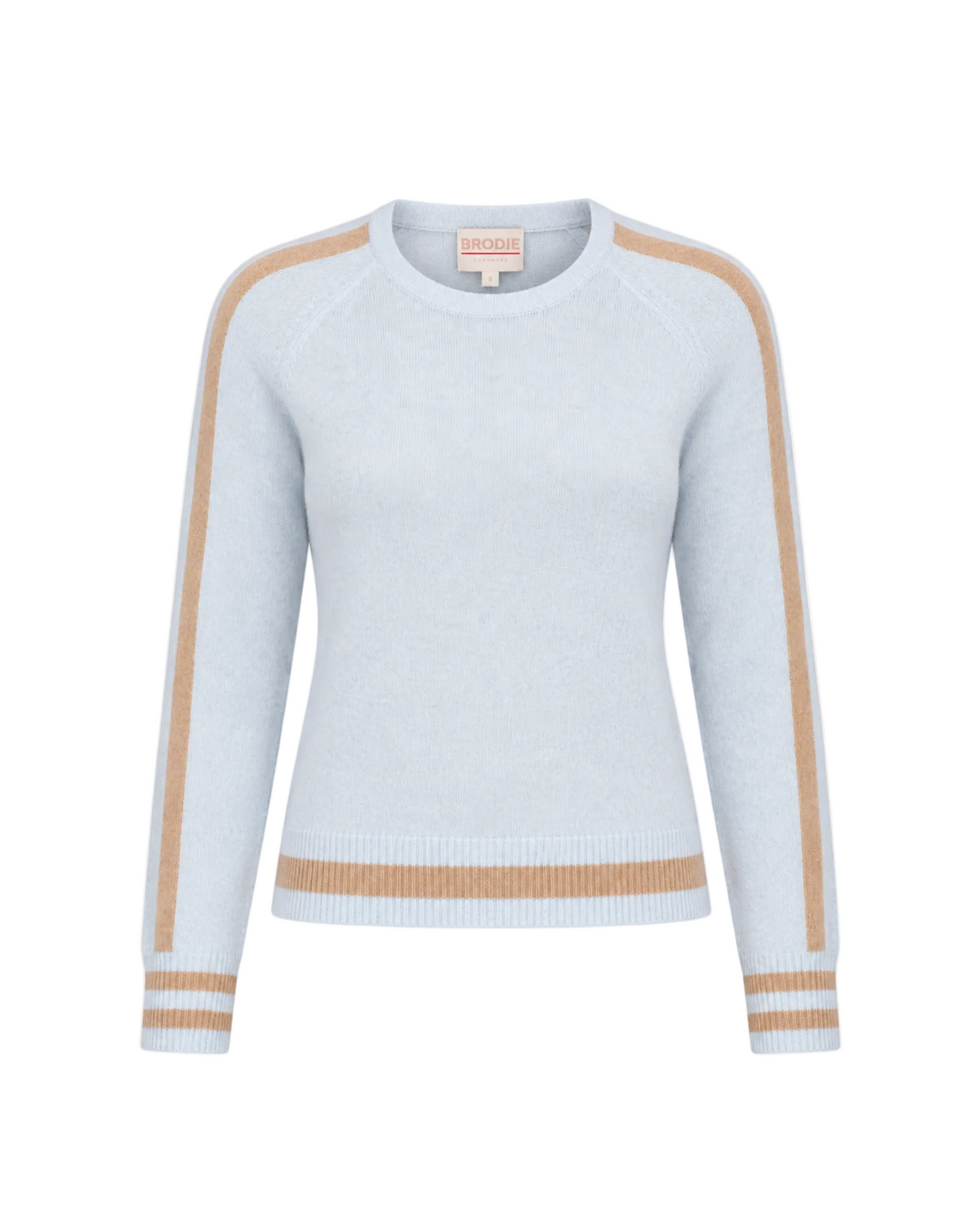 Cathy Sleeve Stripe Crew - Blue Mist & Camel