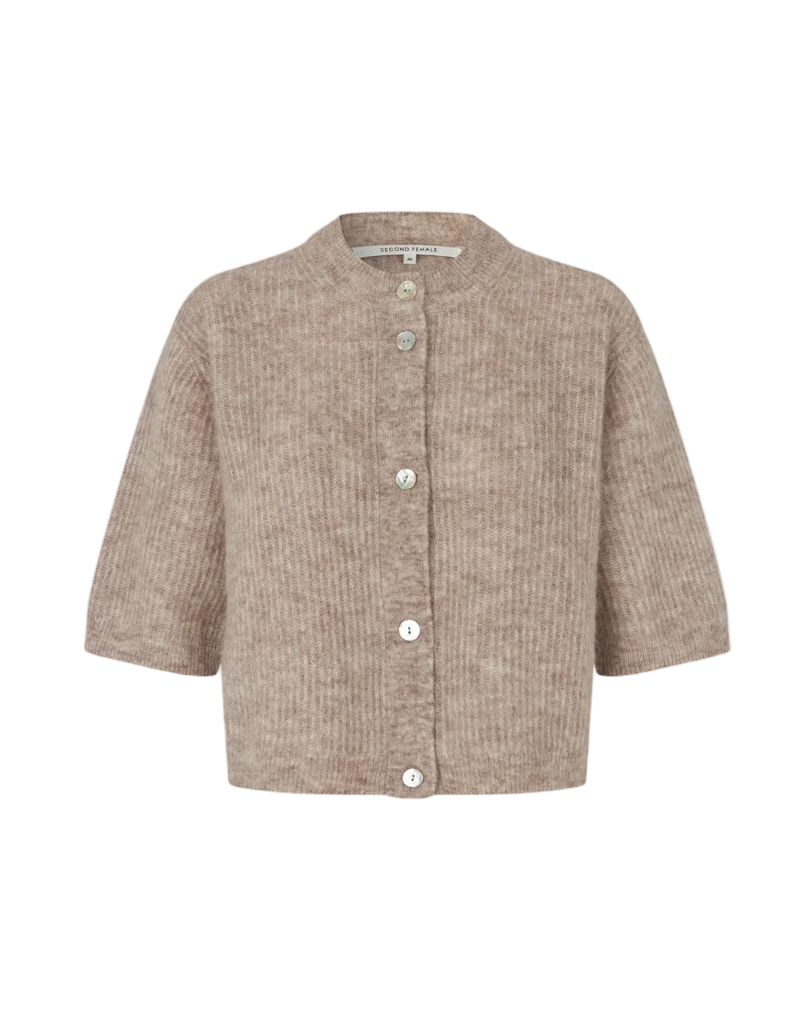 Andrea Knit Rib Cardigan - Light Beige