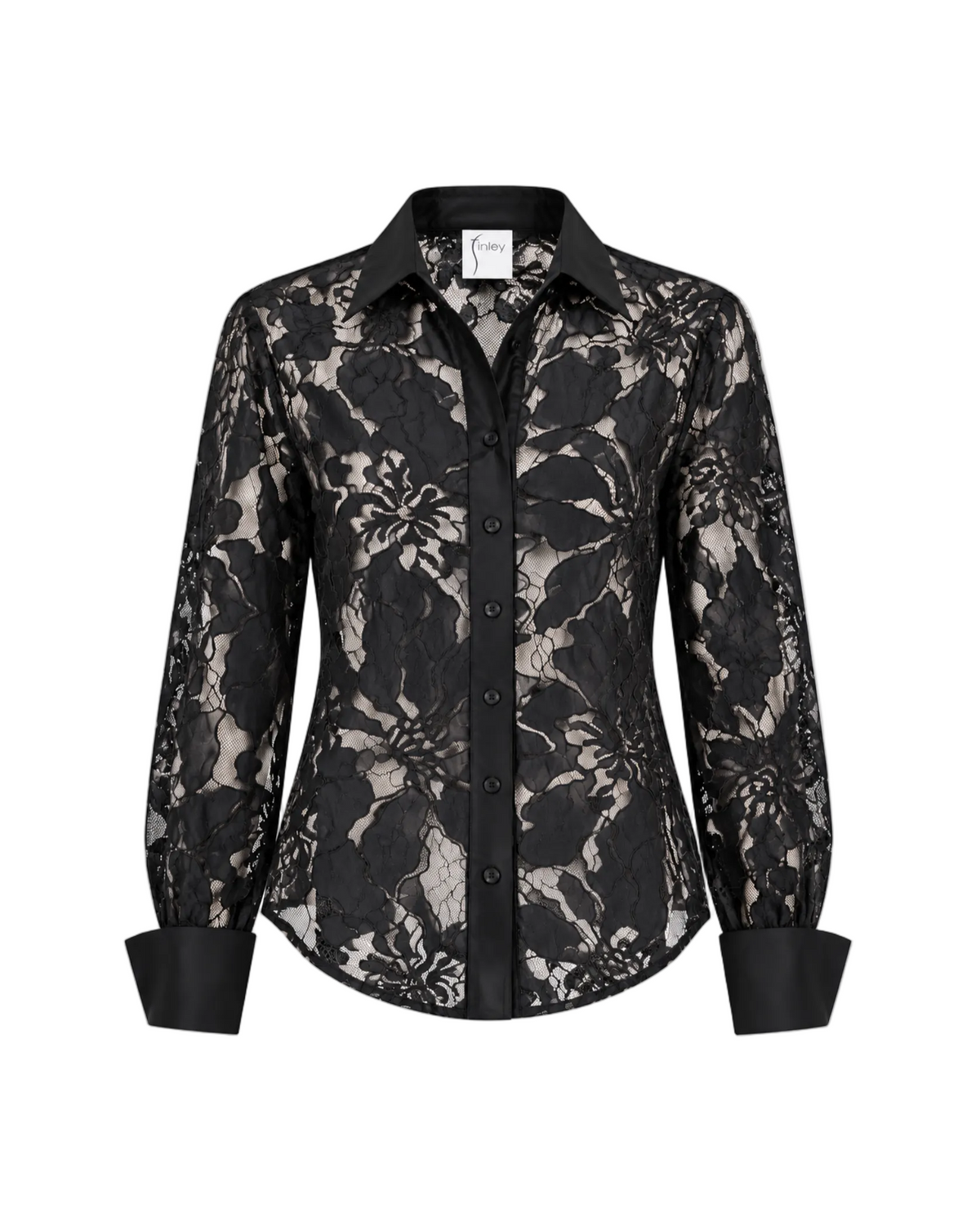 Corded Lace Carson Shirt - Black