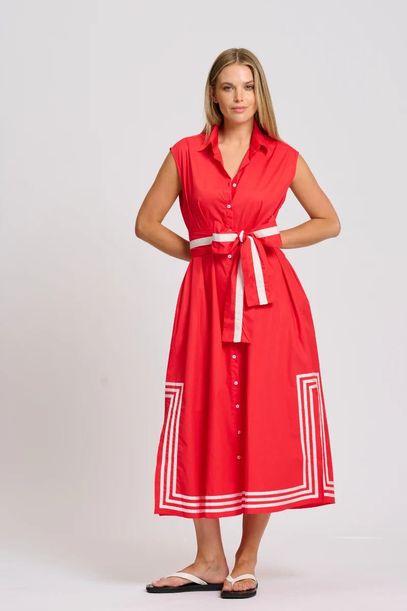 Cassie Long Shift Dress - Red