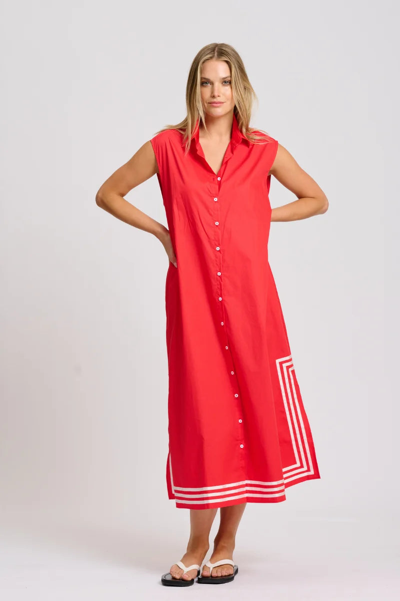 Cassie Long Shift Dress - Red
