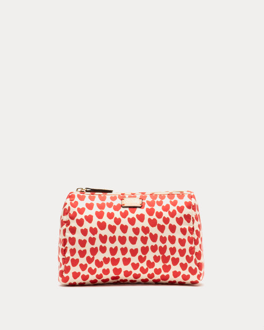 Small Cosmetic Case - Baby Hearts Oyster/Red