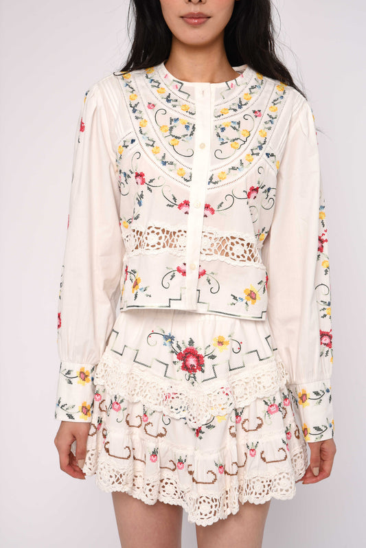 Hallie Top - Tea Rose Embroidery