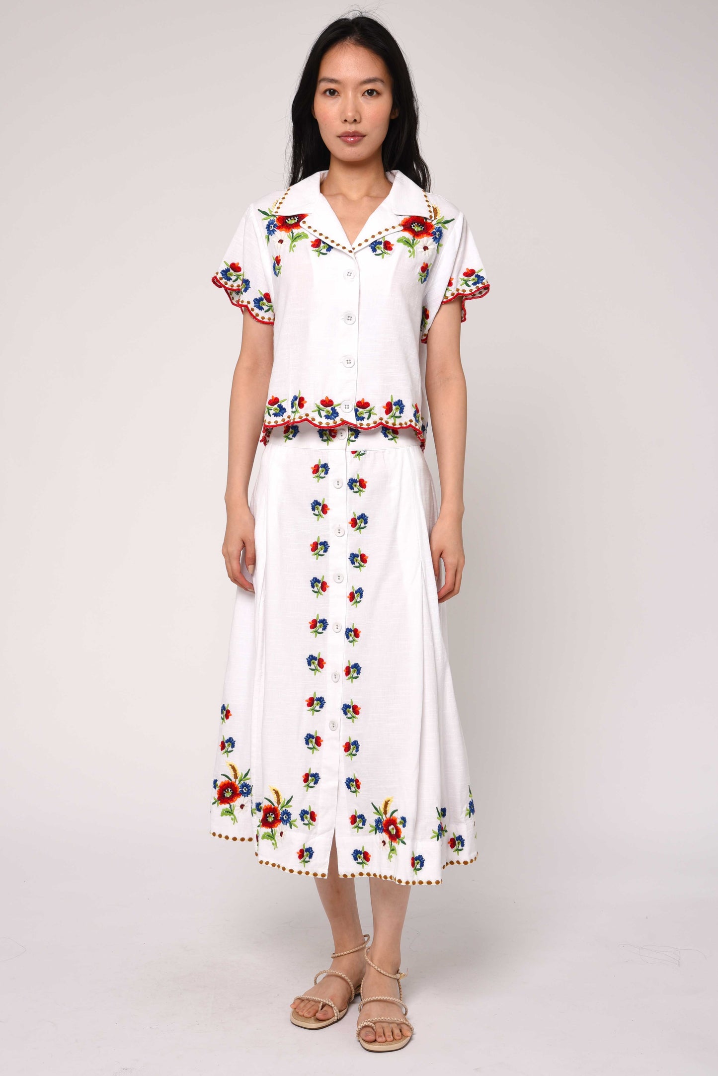 Berri Midi Skirt - May Morris Embroidery