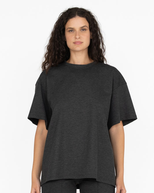Ponte Knit Big Shirt - Charcoal