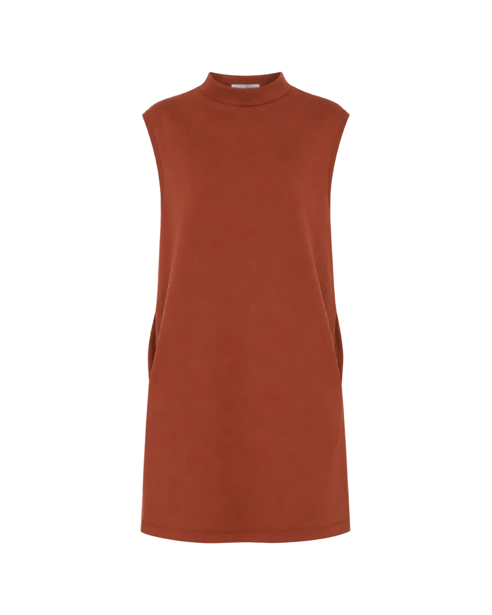 Scuba Cowl Neck Dress - Rust